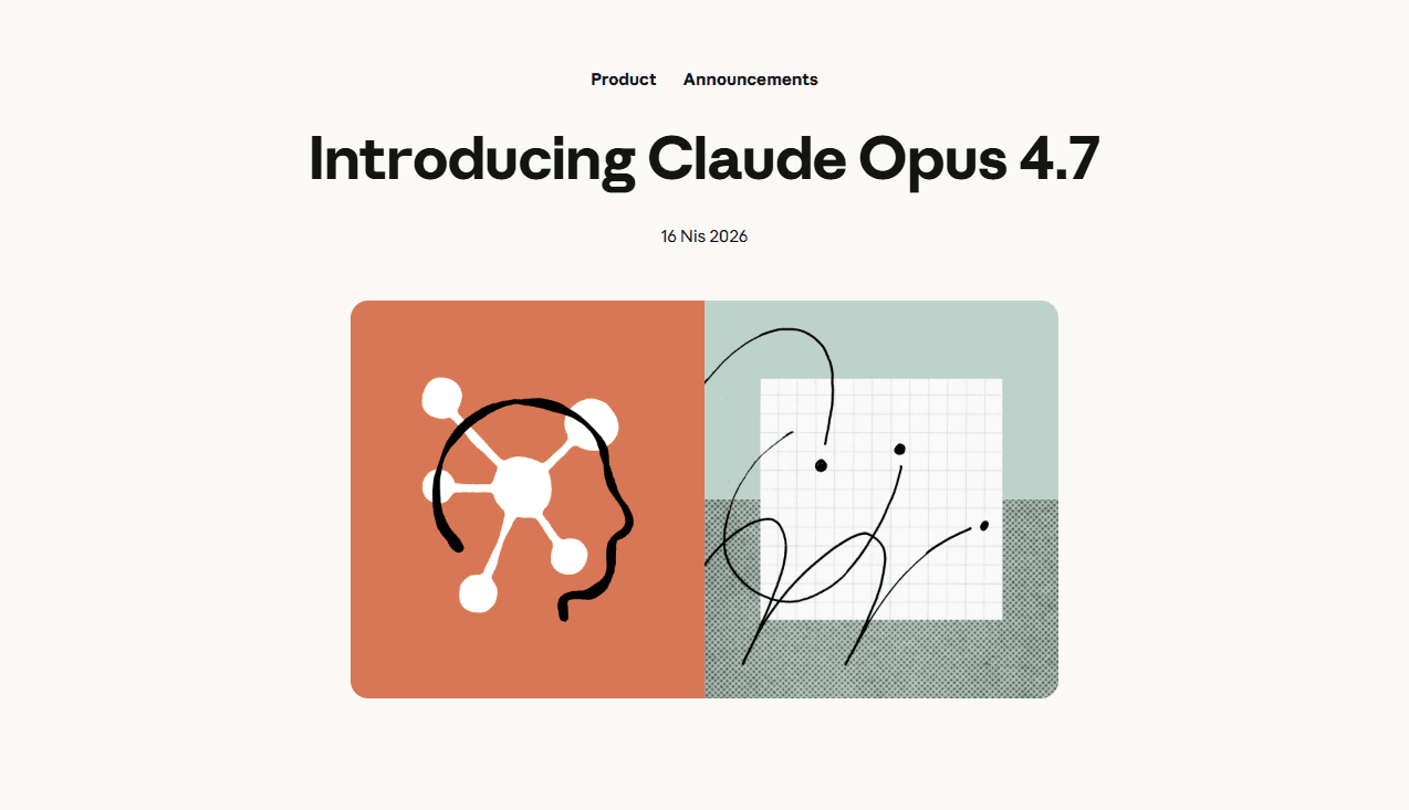 Claude Opus 4.7 duyuru görseli — Anthropic'in yeni amiral gemisi modeli